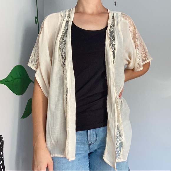 Forever 21 Tops - 🩷Forever 21 Cream Light Lace Cardigan